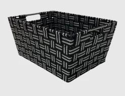 Aufbewahrungskorb Stripes L Schwarz