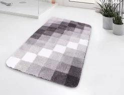 Badteppich Felder grau