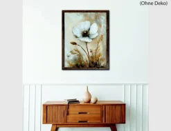 Bild Blumenmotiv in Beige und Weiß