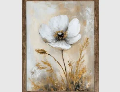 Bild Blumenmotiv in Beige und Weiß