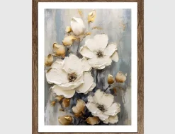 Bild Blumenmotiv in Creme und Gold