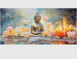 Bild Buddha mit Lotusblüten