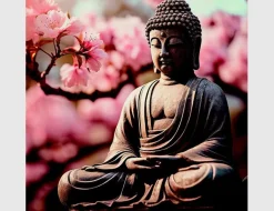 Bild Buddha Statue Kirschblüten