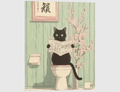 Bild Japandi Toilet Cat 40x50cm