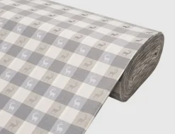 Dekostoff Karo Hirsch Grau