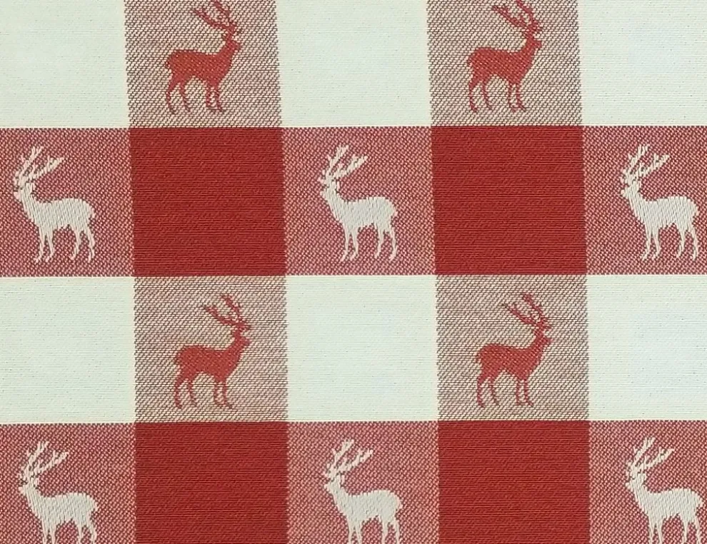 Dekostoff Karo Hirsch Rot