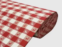 Dekostoff Karo Hirsch Rot