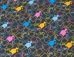 Dekostoff Katzen Schwarz, Bunt