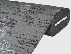 Dekostoff Schrift Grau