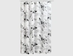 Duschvorhang Blumen Schwarz, Weiß 180x200cm