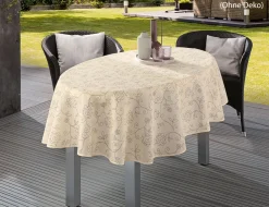 Gartentischdecke Emden Ranke Beige oval 140x190cm