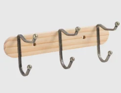Hakenleiste Holz, Metall 3er