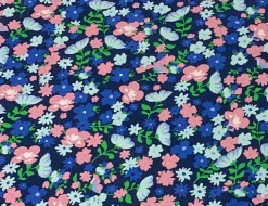 Jerseystoff Blümchen Blau, Bunt