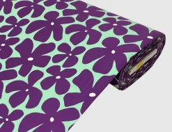 Jerseystoff Blumen Mint, Lila