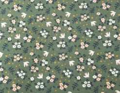 Jerseystoff Blumen Olivgrün