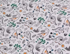 Jerseystoff Dinosaurier Weiß