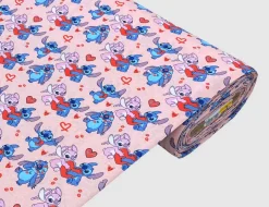 Jerseystoff Stich & Angel Herz Pink