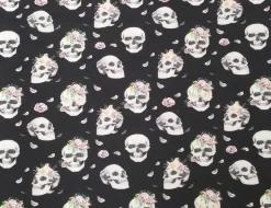 Jerseystoff Totenköpfe Schwarz