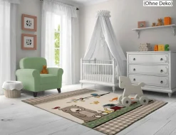 Kinderteppich Tiere creme