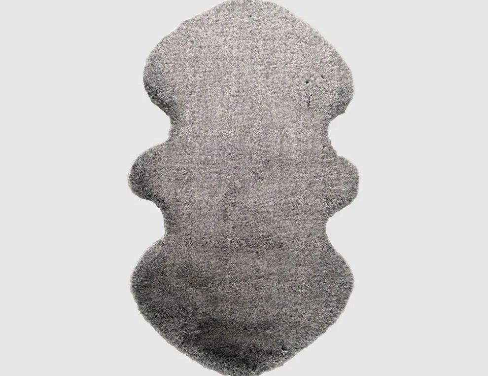 Kunstfellteppich Mia Schwarz, Silber