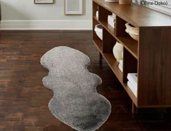 Kunstfellteppich Mia Schwarz, Silber