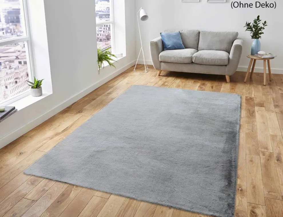 Kunstfellteppich Mia Silber, Schwarz
