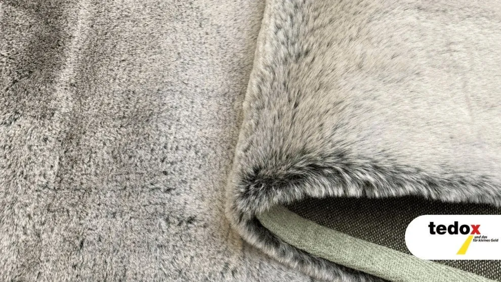 Kunstfellteppich Mia Silber, Schwarz