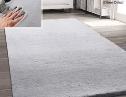 Kunstfellteppich Softy Hellgrau
