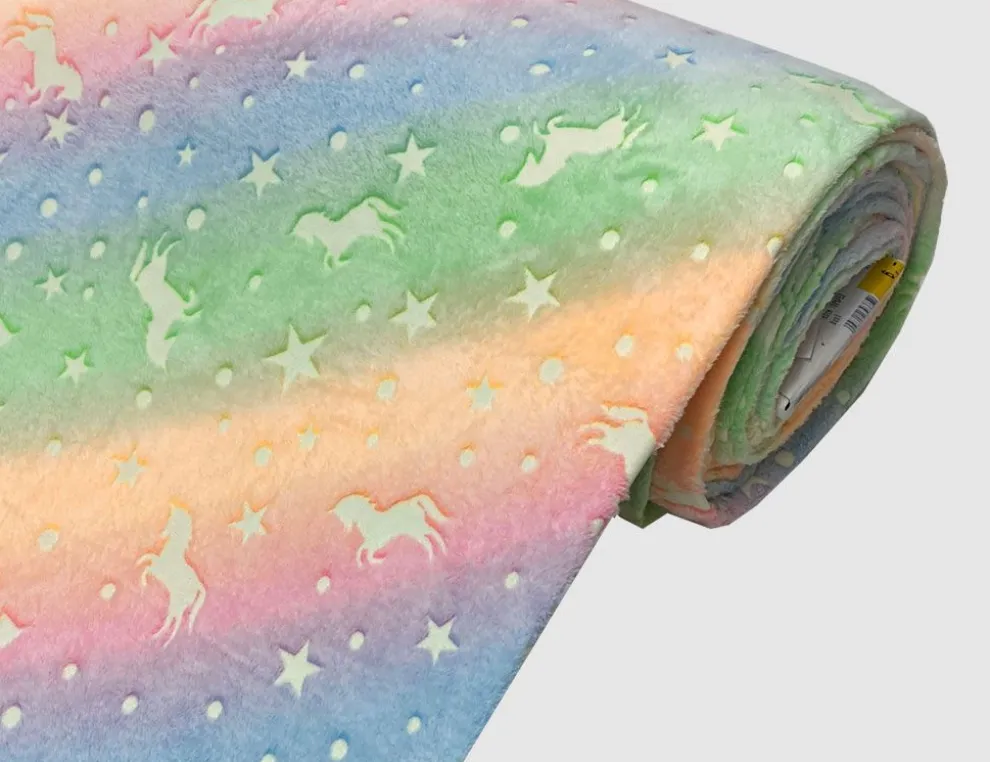 Microfleece Einhorn Bunt