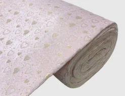 Microfleece Herzen Rosa, Gold