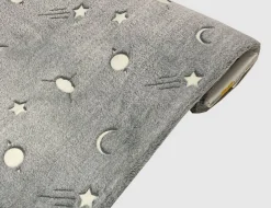 Microfleece Mond, Sterne Grau