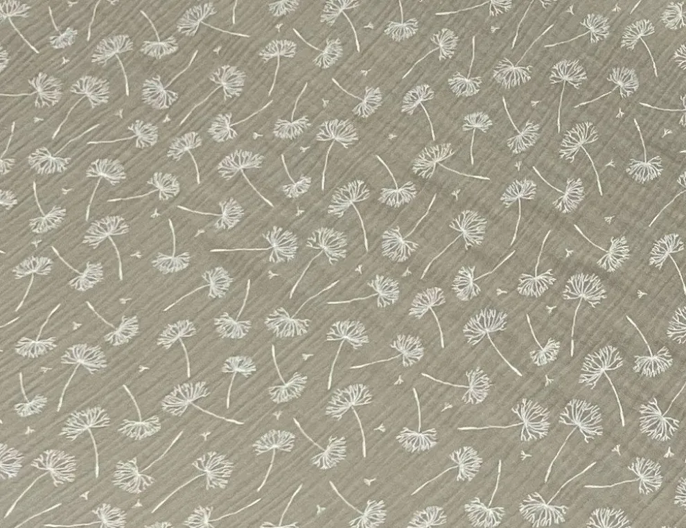 Musselin Double Gauze Pusteblume Taupe
