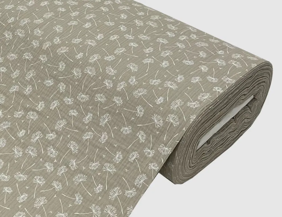 Musselin Double Gauze Pusteblume Taupe