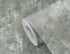 Papiertapete Beton Grün, Silber