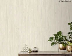 Papiertapete feine Leinenstruktur Beige