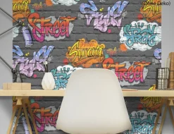Papiertapete Graffiti Bunt