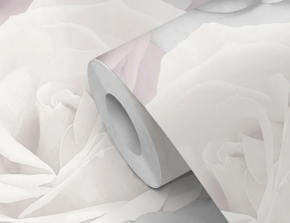 Papiertapete Rosen Grau, Rosa