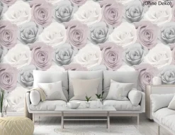 Papiertapete Rosen Grau, Rosa