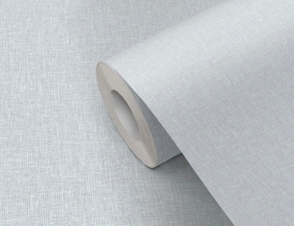 Papiertapete Textiloptik fein Hellgrau