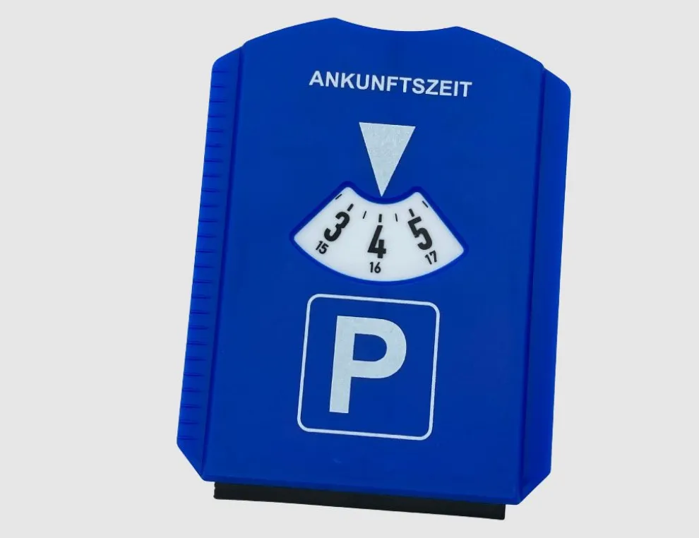 Parkscheibe mit Eiskratzer Blau