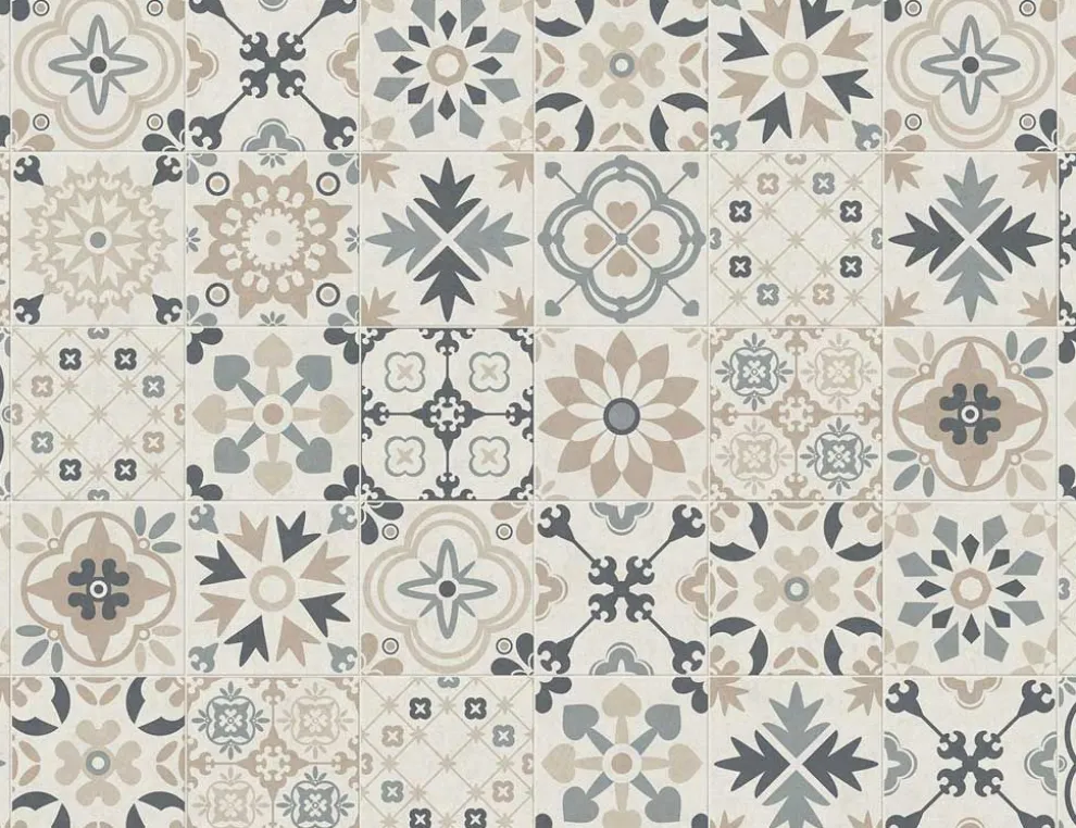 PVC Calypso Tile Beige, Grau 4m
