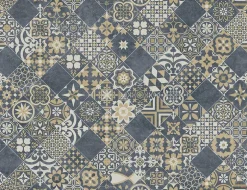 PVC Calypso Tile Blau, Gold 2m