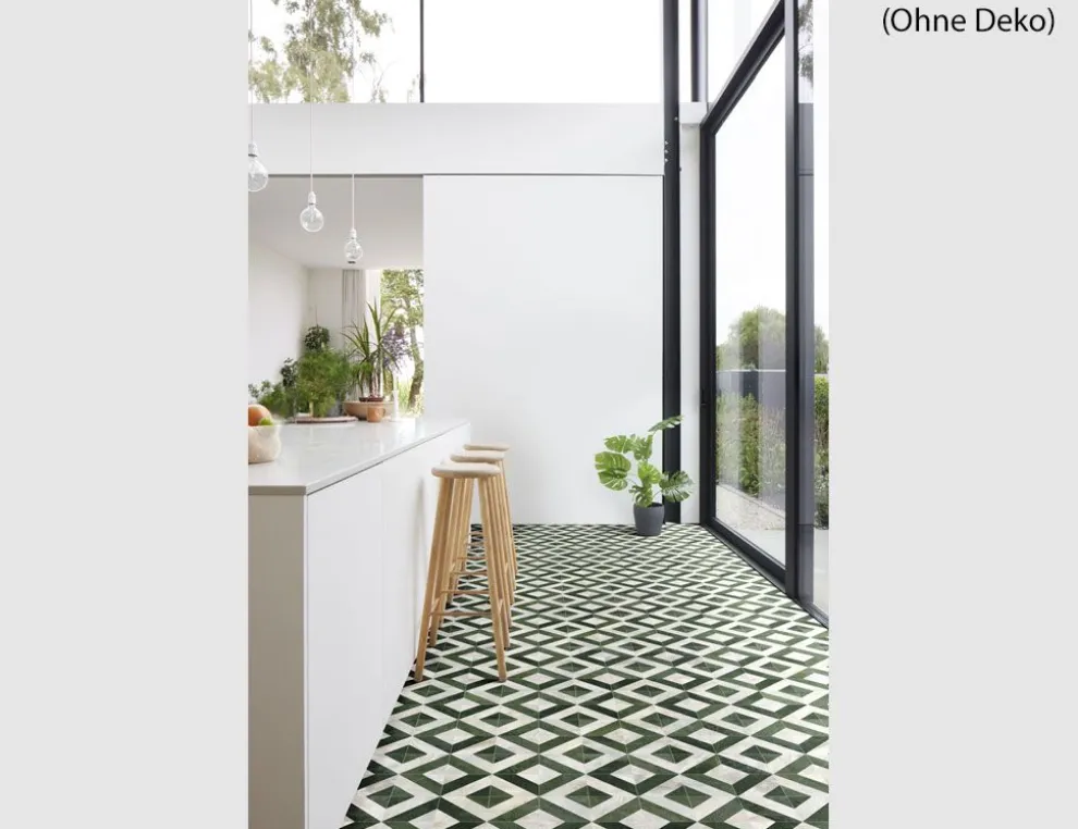 PVC Helios Tile Grün, Weiß 2m