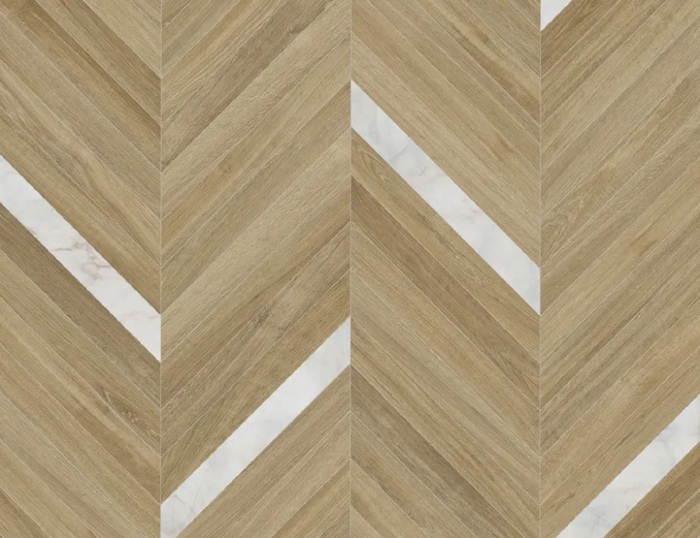 PVC Helios Wood Fischgrät Beige, Marmor