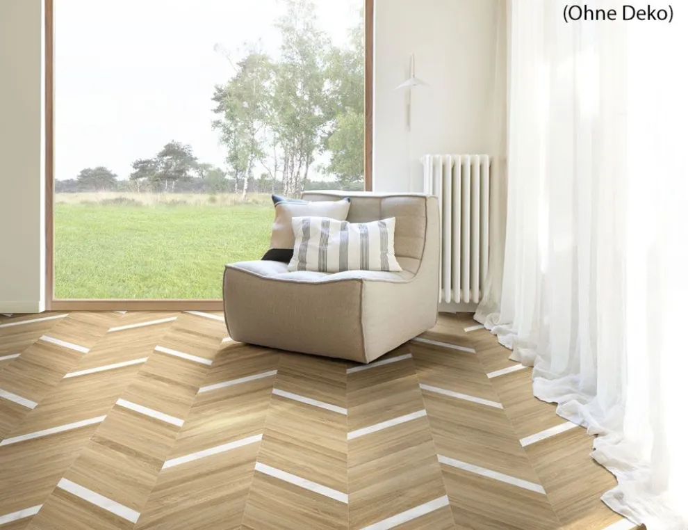 PVC Helios Wood Fischgrät Beige, Marmor