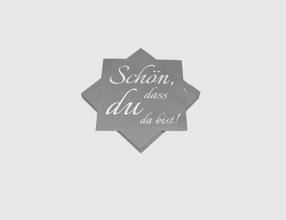 Servietten Schriftzug grau