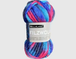 Strickgarn Filz petrol gemustert