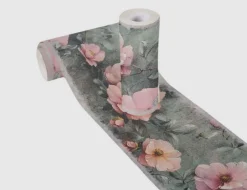 Tapetenborte Vlies Blumen Rosa