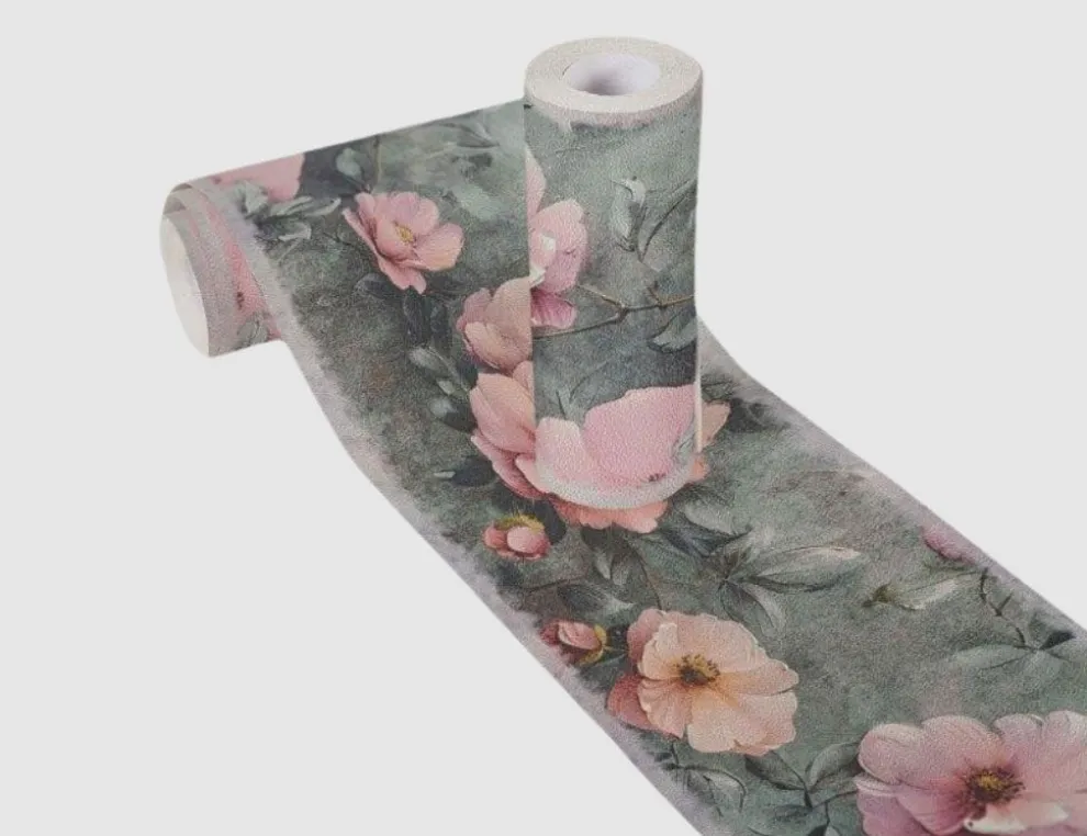 Tapetenborte Vlies Blumen Rosa