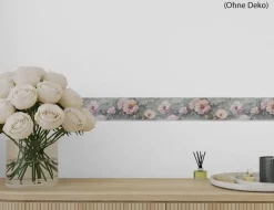 Tapetenborte Vlies Blumen Rosa